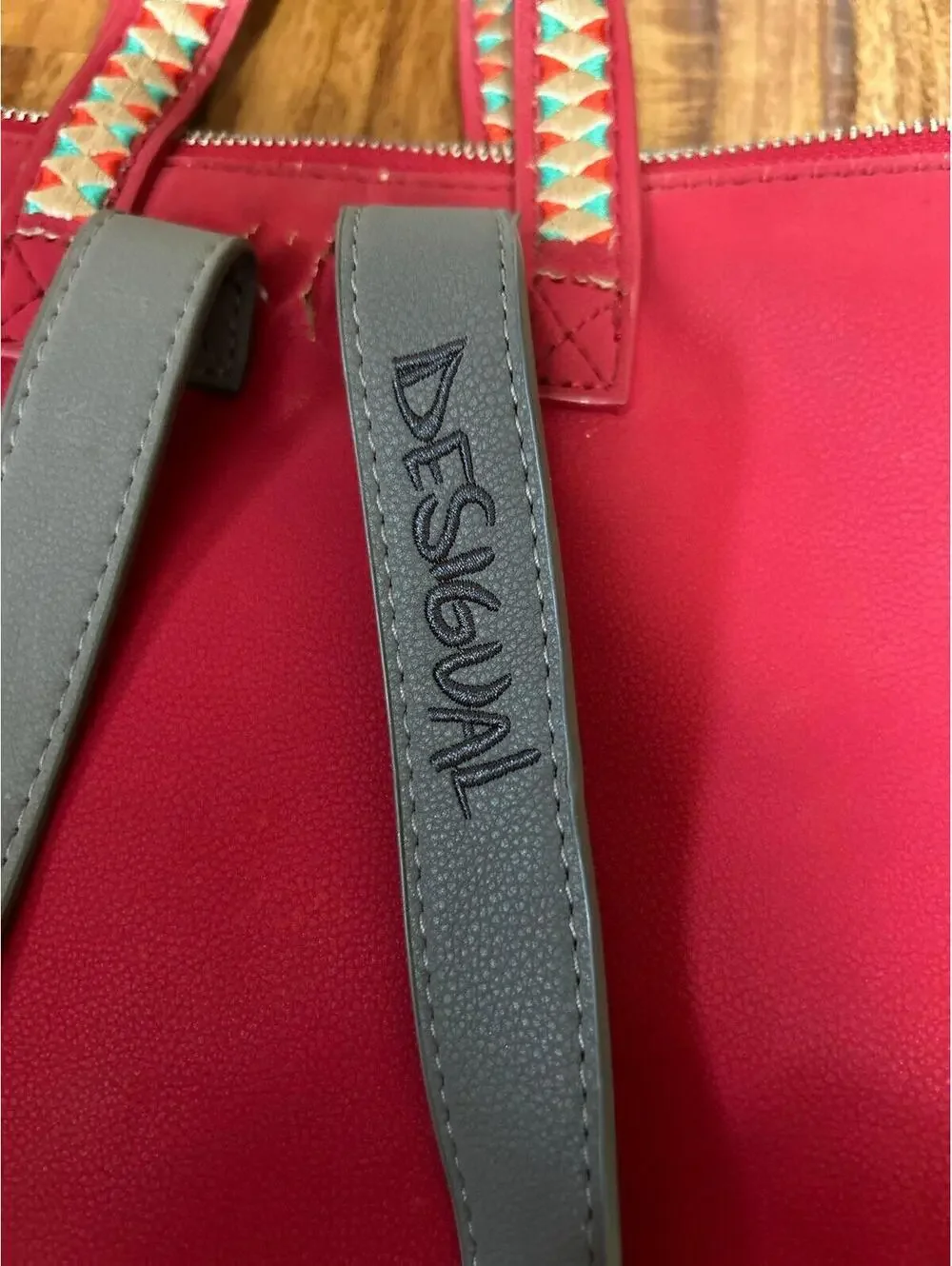 Desigual Monkey Around Red Embroidered Backpack